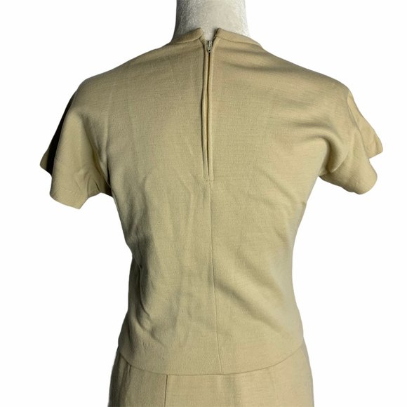 Vintage 50s Beige Knit Wool Skirt & Top Set 36PE - Picture 5 of 11